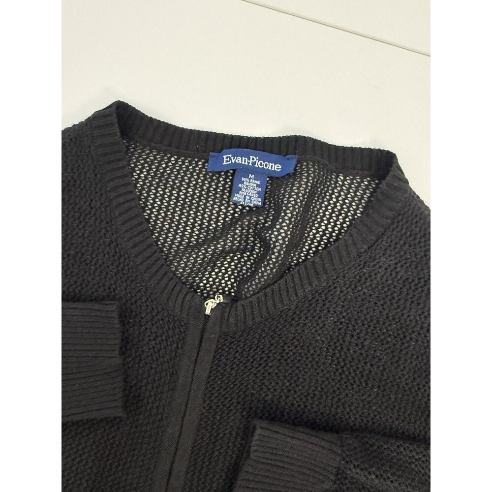 Evan Picone Loose knit Net Womens zippered Medium ramie cotton jacket goth